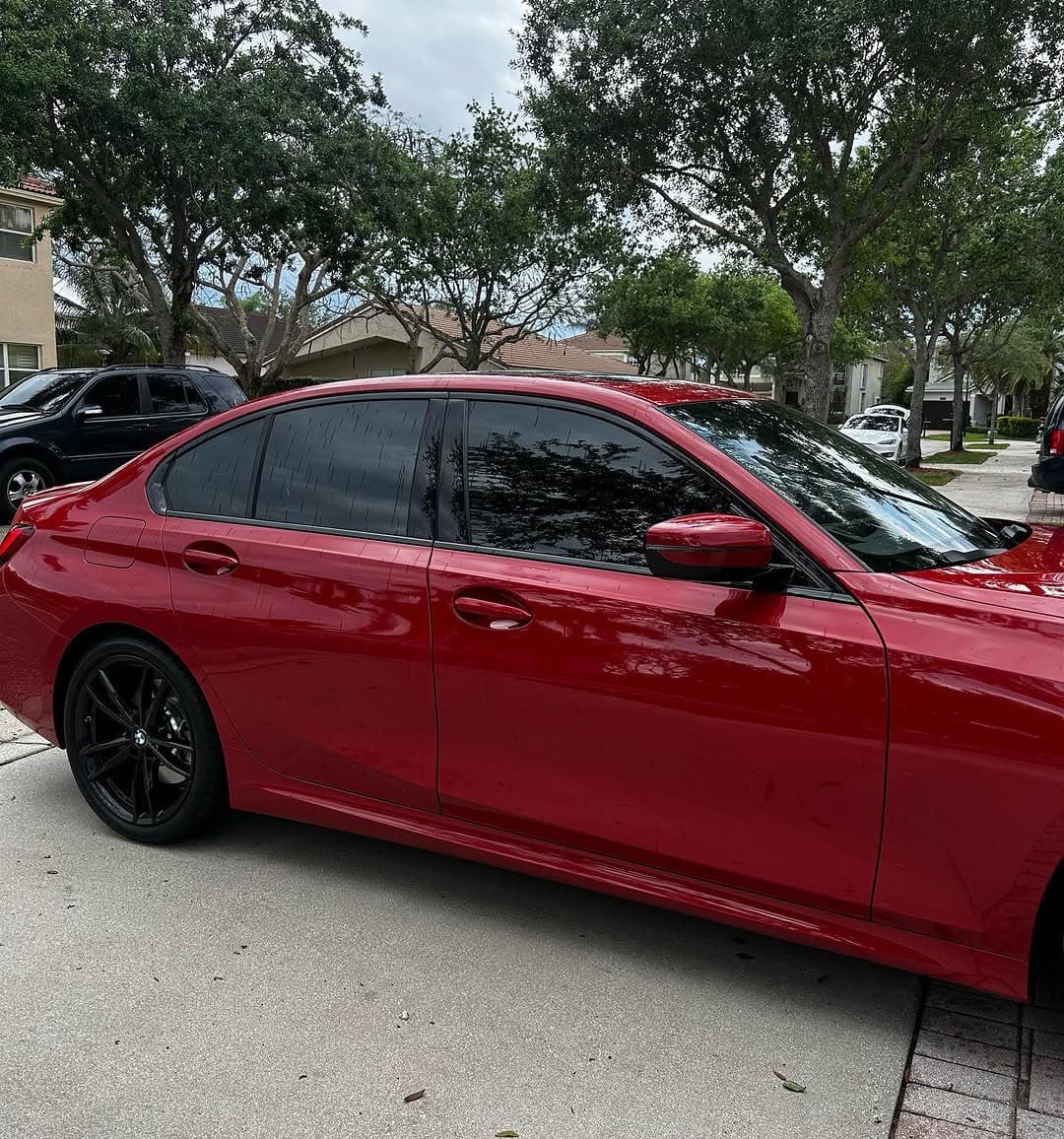 Red BMW 3 Series ceramic window tint South Florida