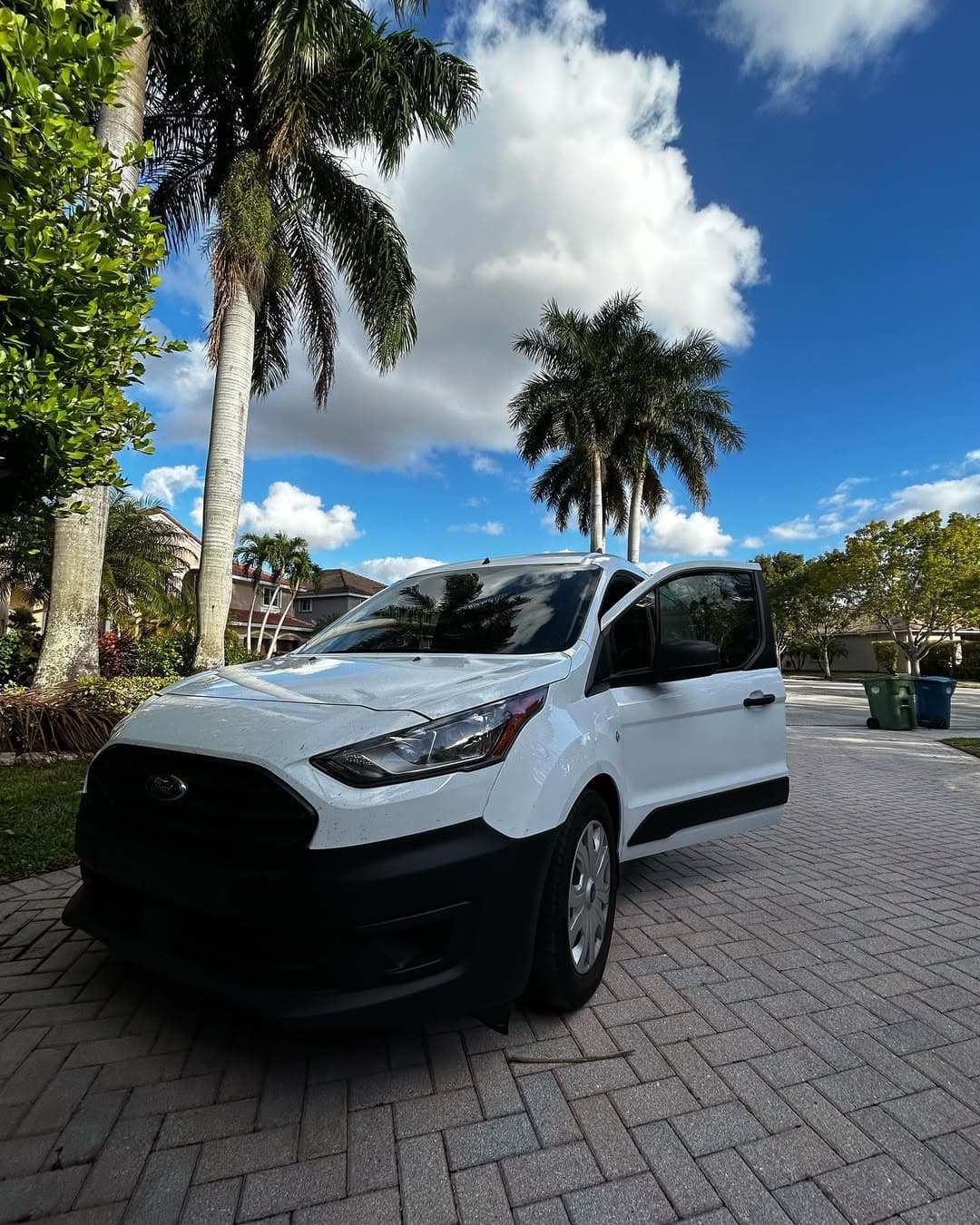 White Ford Transit Connect ceramic window tint South Florida