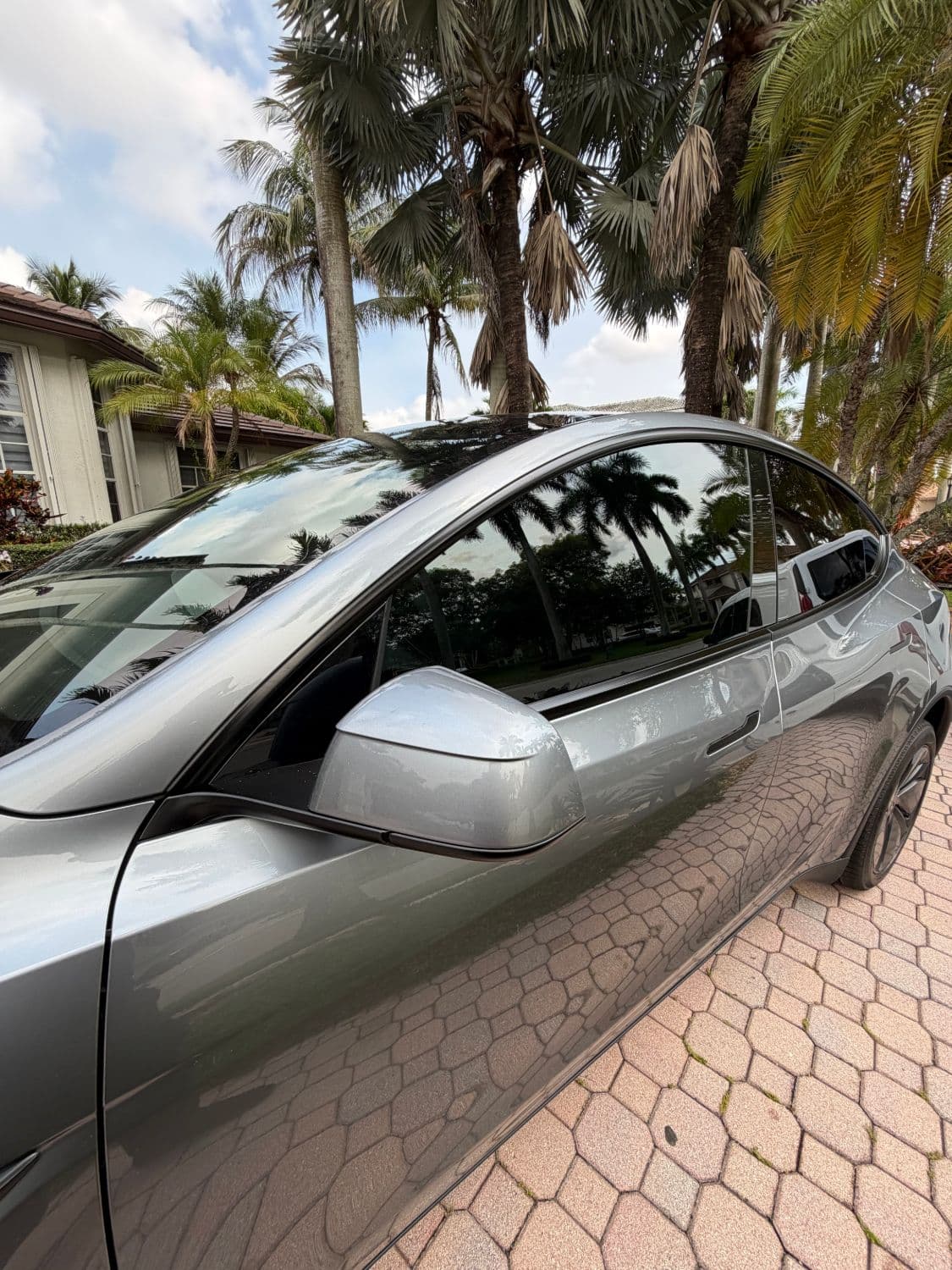 Gray Tesla Model Y ceramic window tint South Florida