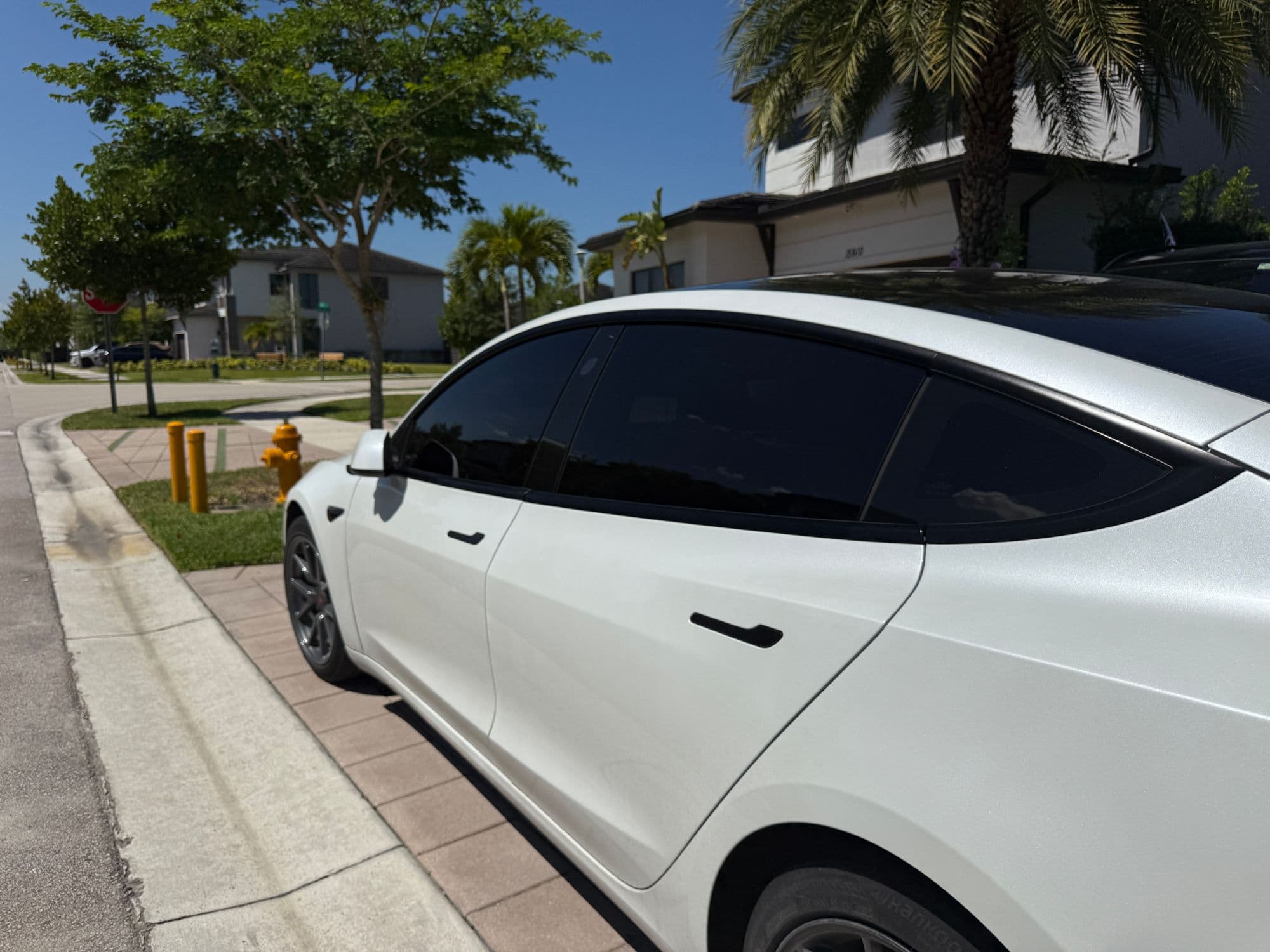 White Tesla Model Y ceramic window tint South Florida